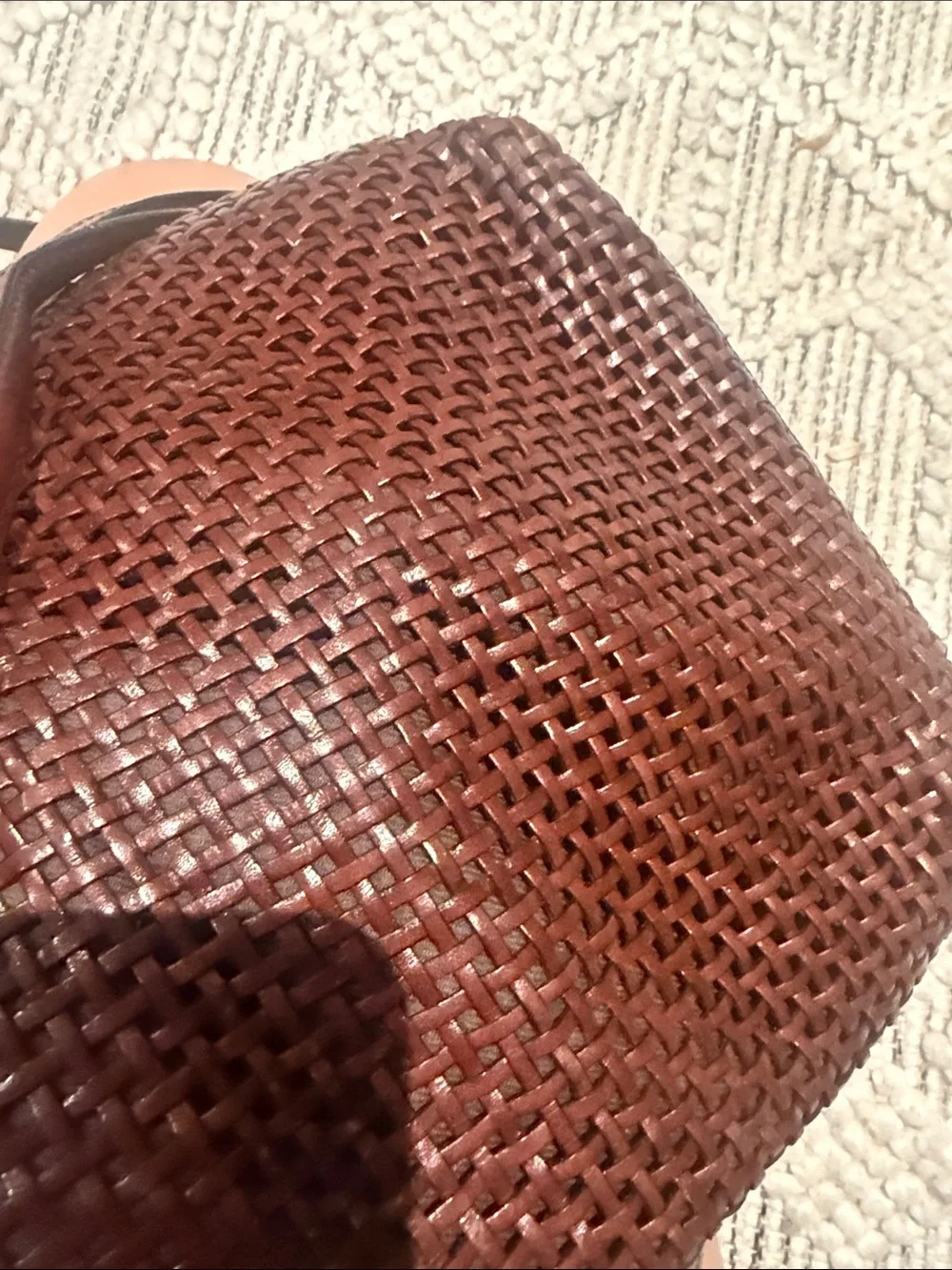 Woven Crossbody Bag in Deep Wine Red